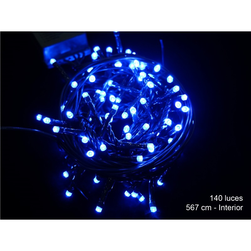 140 luces led 8 funciones azul