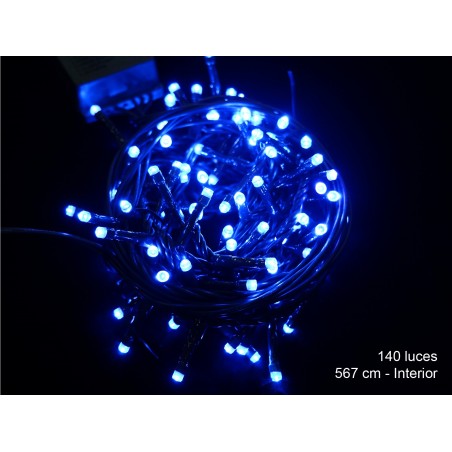 140 luces led 8 funciones azul