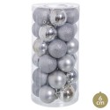 S 30 bolas brillo mate purpurina plata 16 x 16 x 31 cm