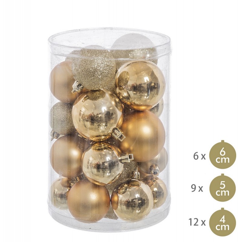 S 27 bolas brillo mate purpurina oro 12 50 x 12 50 x 27 cm