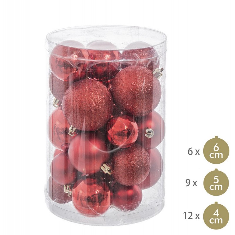 S 27 bolas brillo mate purpurina rojo 12 50 x 12 50 x 27 cm