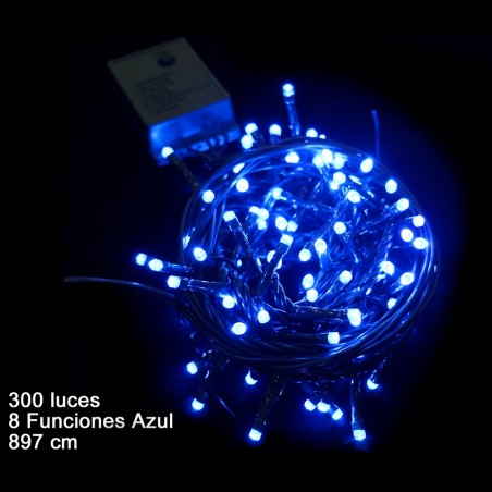 300 luces led 8 funciones azul 897 cm