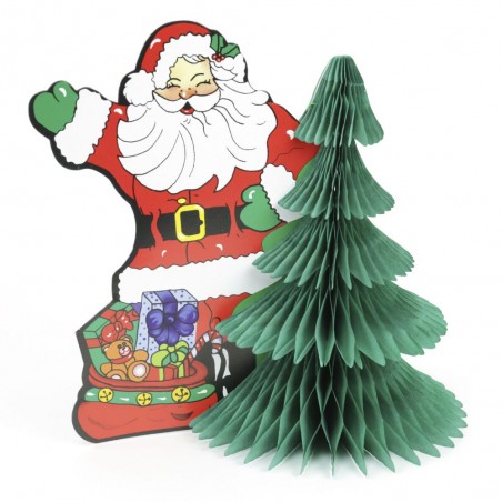 Papá noel pino papel decoración navidad 26 x 18 x 27 cm