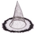 Sombrero de bruja plumas negro 32 x 32 x 32 50 cm