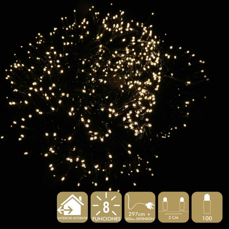 100 luces led 8 funciones cálido