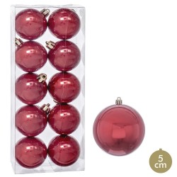 S 10 bolas perla plástico rojo 5 x 5 x 5 cm