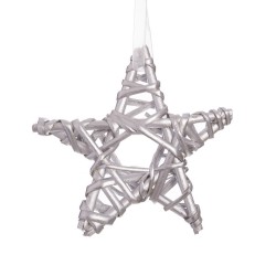 Estrella mimbre plata 15 x 15 cm