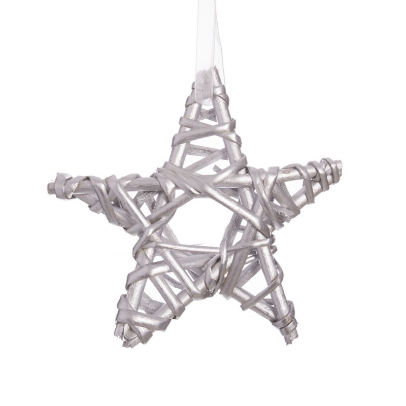 Estrella mimbre plata 15 x 15 cm