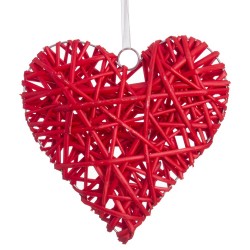 Corazón mimbre rojo 25 x 25 cm