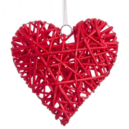 Corazón mimbre rojo 25 x 25 cm