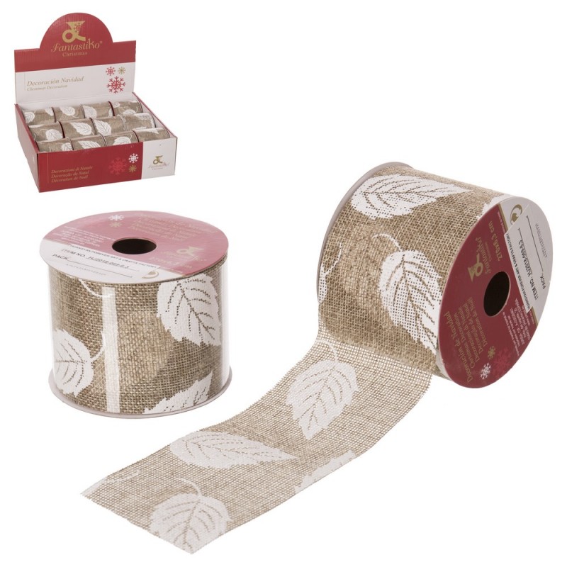 Carrete cinta hojas yute natural 270 x 6 30 cm