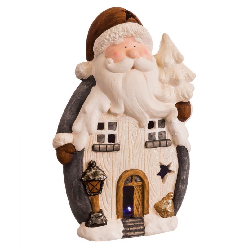 Papá noel con luz led cerámica 30 x 18 x 46 cm