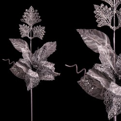 Ramo poinsettia tejido plata