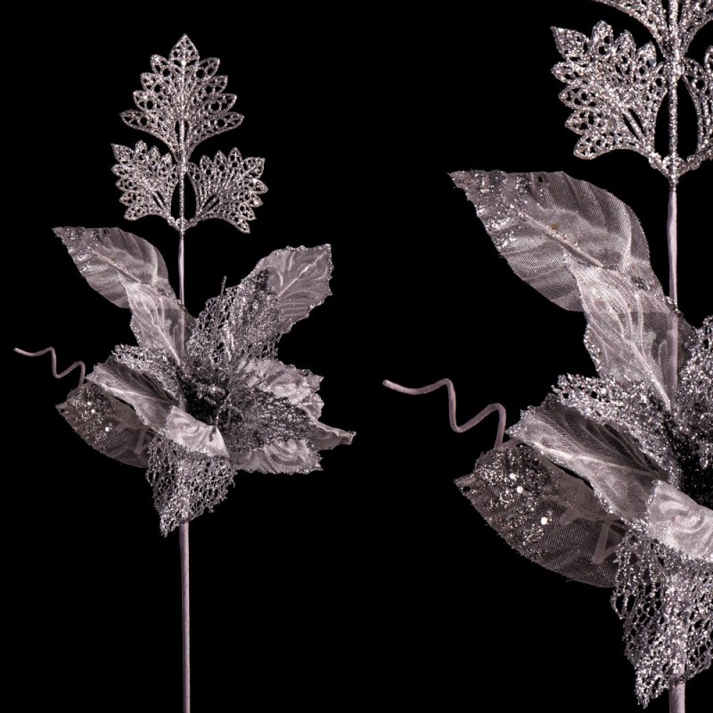 Ramo poinsettia tejido plata