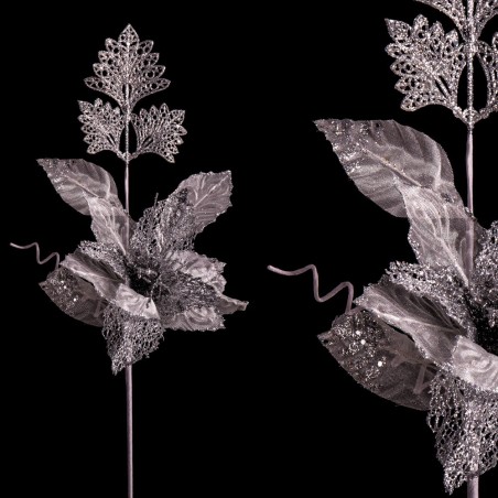 Ramo poinsettia tejido plata