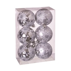 S 6 bolas estrellas plata 11 50 x 5 80 x 17 50 cm