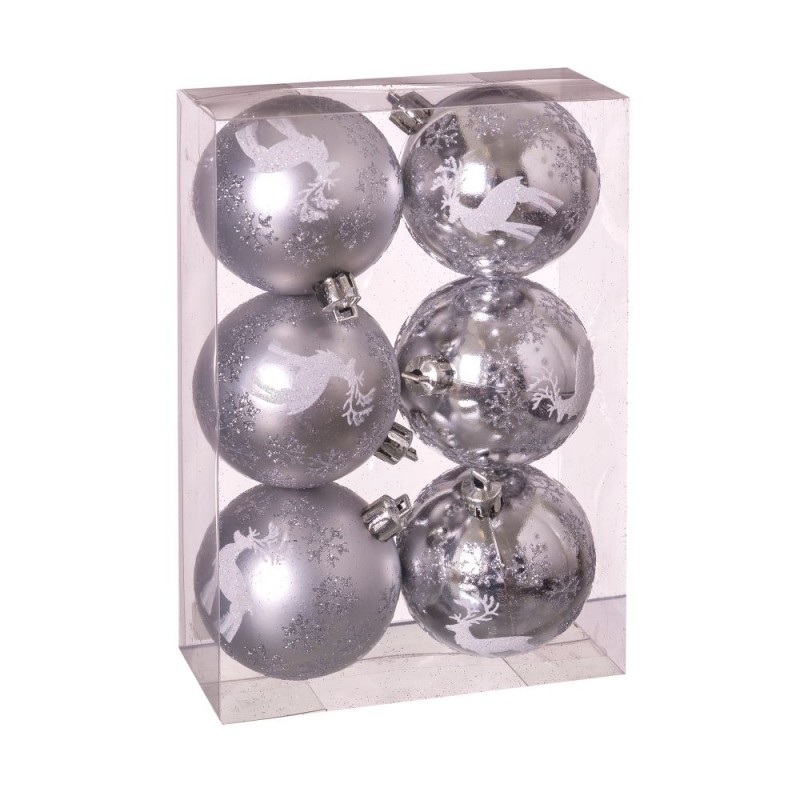 S 6 bolas ciervos plata 6 x 6 x 6 cm