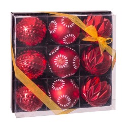 S 9 bolas decorada rojo 8 x 8 x 6 cm