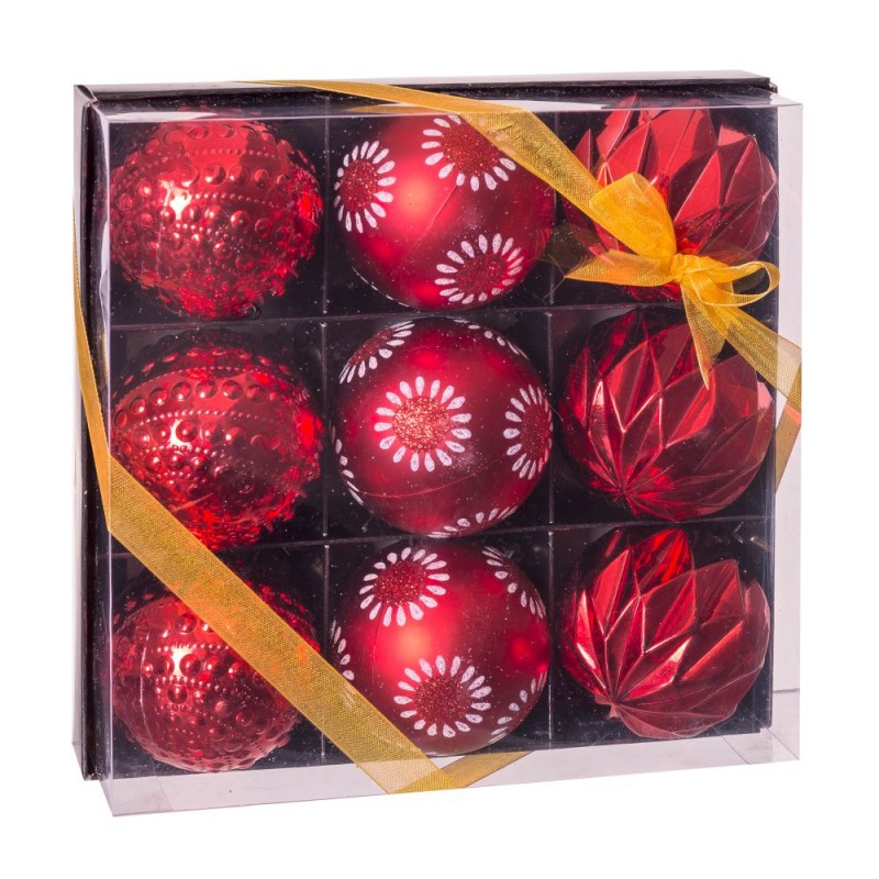S 9 bolas decorada rojo 8 x 8 x 6 cm