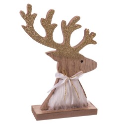 Peana cabeza ciervo madera rojo 15 x 5 x 21 cm