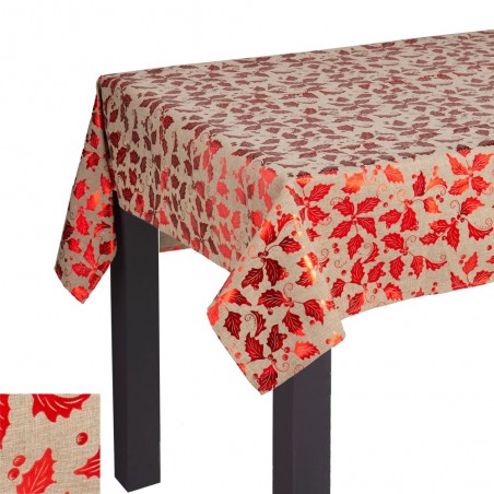 Mantel impreso poliester rojo 140 x 220 cm