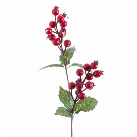 Rama acebo con hojas rojo 52 cm