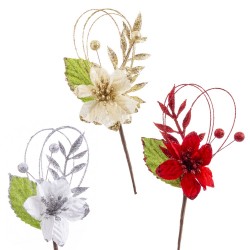 Pick poinsettia tejido 3 c 20 cm