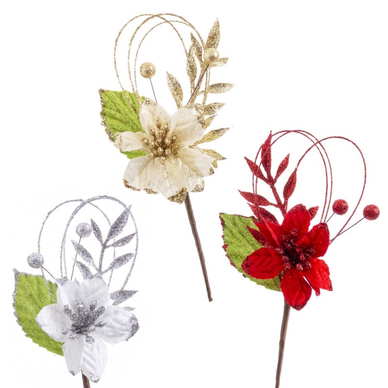 Pick poinsettia tejido 3 c 20 cm