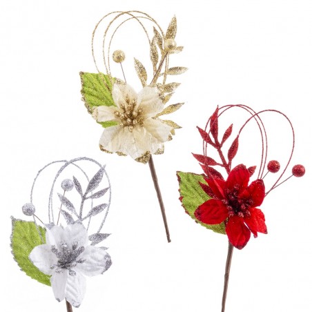 Pick poinsettia tejido 3 c 20 cm