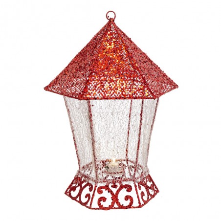Farol con luz rojo 23 x 23 x 29 cm