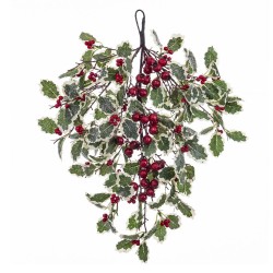 Colgante puerta acebo con hojas 30 x 10 x 60 cm