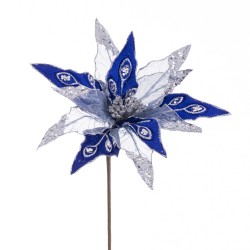 Poinsettia tejido azul plata 55 x 30 cm