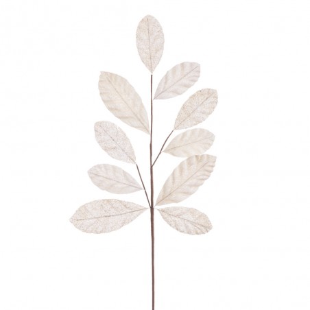 Rama 10 hojas tejido marfil 65 cm