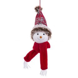 Colgante muñeco nieve tejido 28 cm