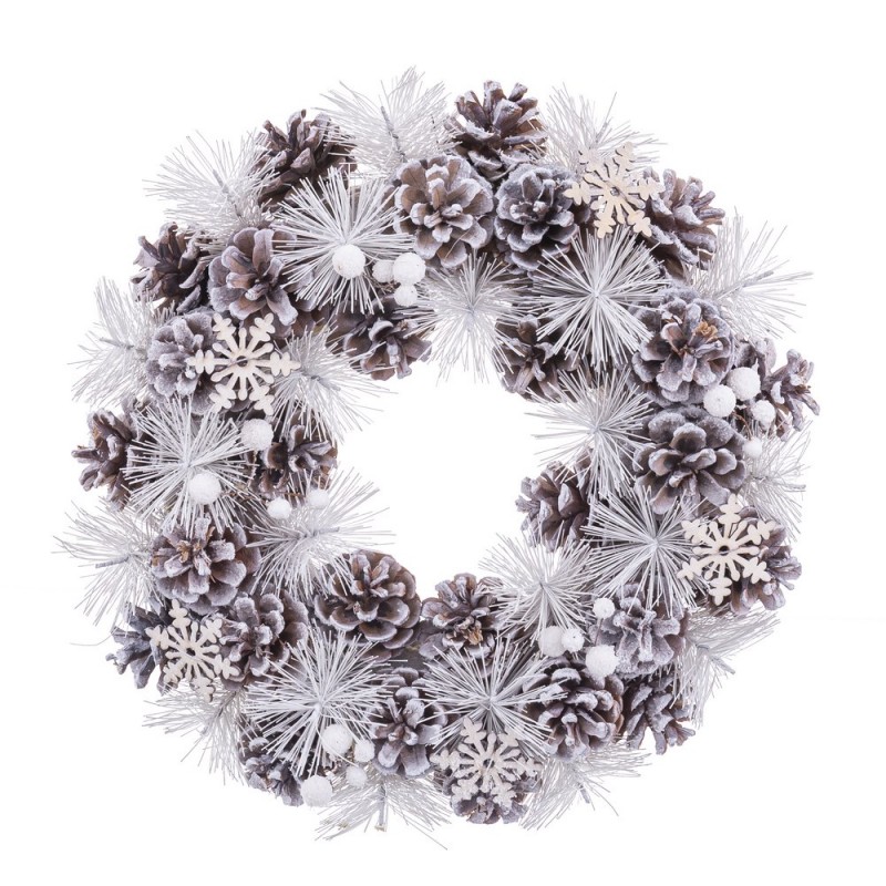 Corona piñas blanco 35 x 35 cm