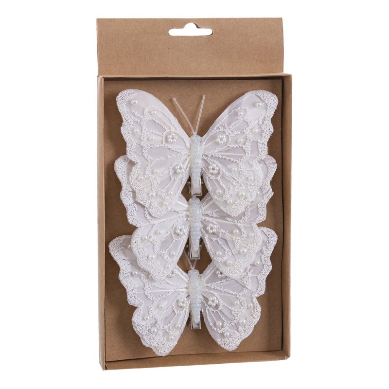 S 3 mariposa con clip blanco 12 cm