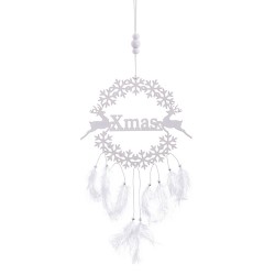 Colgante plumas madera 45 cm