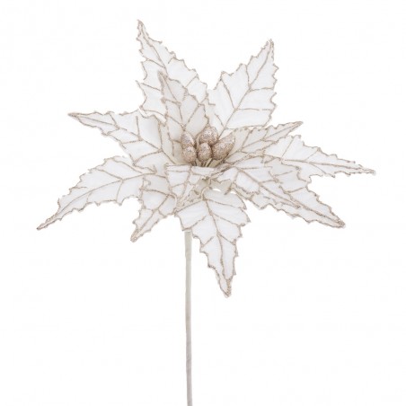 Flor poinsettia tejido crema 35 x 58 cm