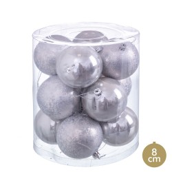 S 12 bolas plata 8 x 8 x 8 cm