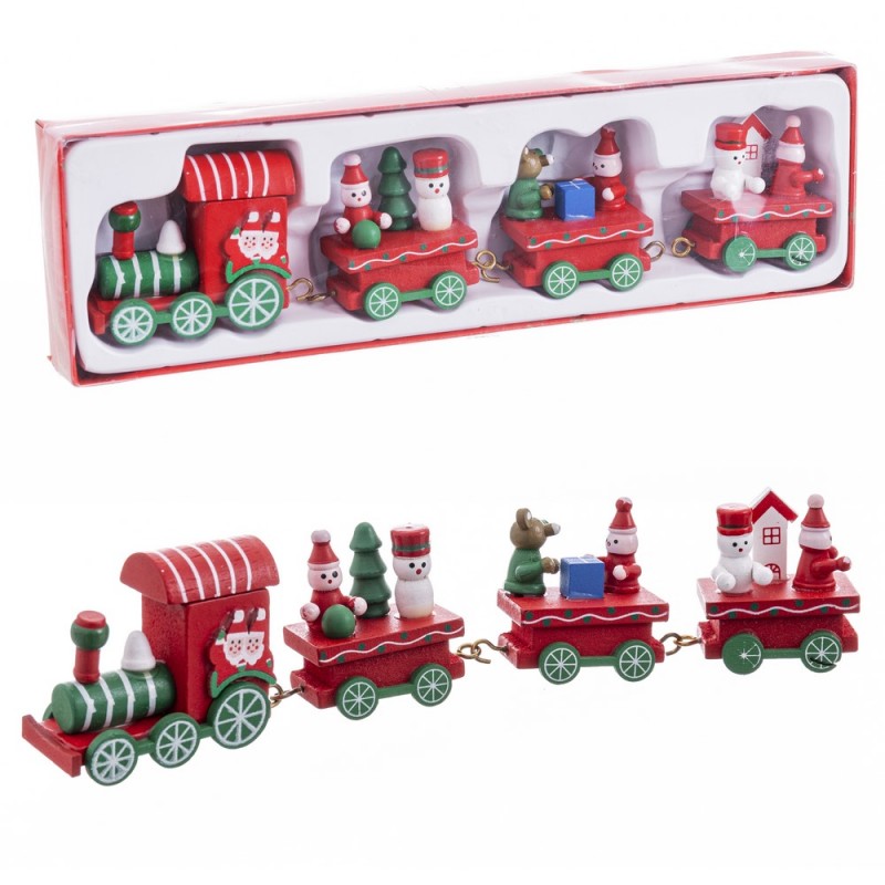 Tren locomotora + 3 vagones madera 25 50 x 7 50 x 3 cm