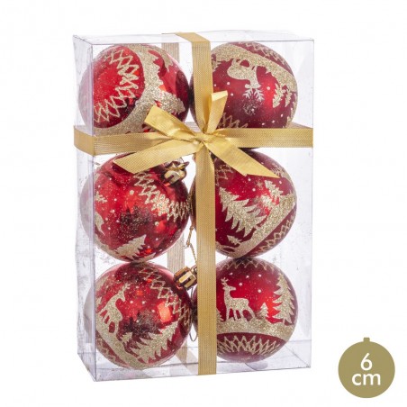 S 6 bolas ciervo rojo 6 x 6 x 6 cm