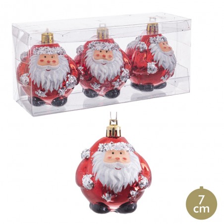 S 3 bolas papá noel rojo 7 x 7 x 7 cm