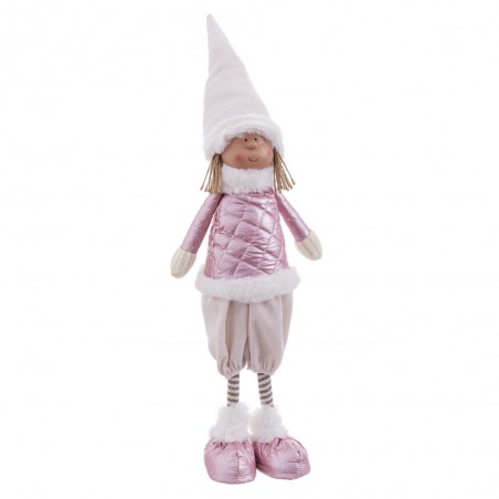 Muñeca niña de pie tejido rosa para navidad 22 x 11 x 62 cm