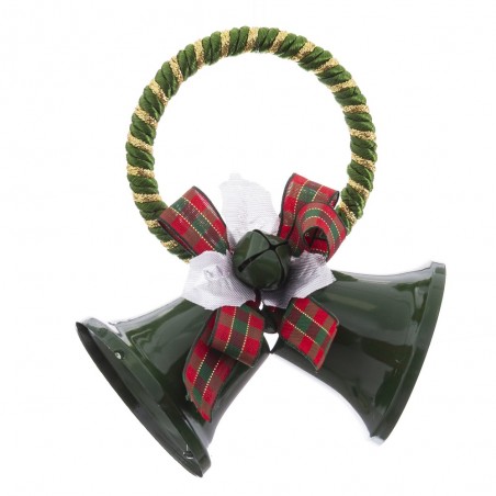 Colgante 2 campanas verde 8 x 6 50 x 13 cm
