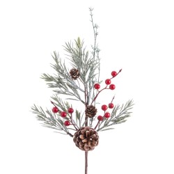 Rama acebo con piña y hojas 50 cm
