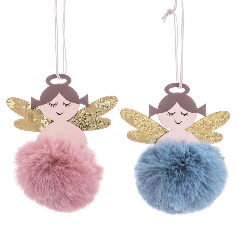 Colgante ángeles madera 2 c 10 x 12 x 17 cm