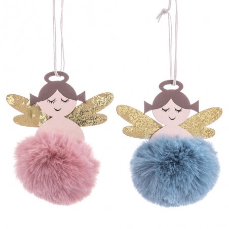 Colgante ángeles madera 2 c 10 x 12 x 17 cm