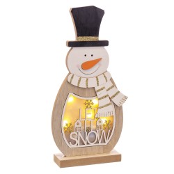Muñeco nieve con luz led madera 19 50 x 6 x 42 50 cm