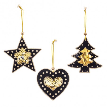 Colgante figuras negro oro 3 m 10 50 x 10 x 1 cm