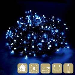 100 luces led 8 funciones blanco azul